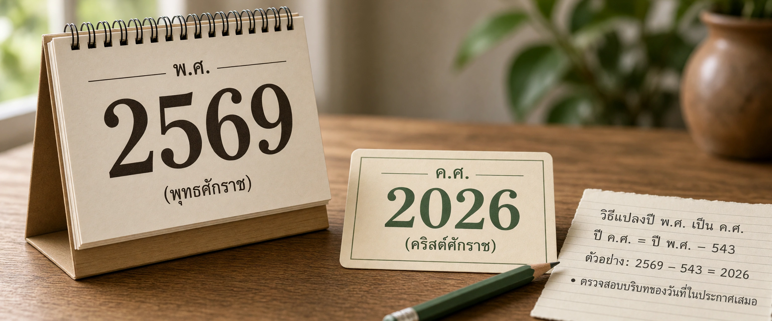 Календарь с годом 2569 рядом с карточкой 2026
