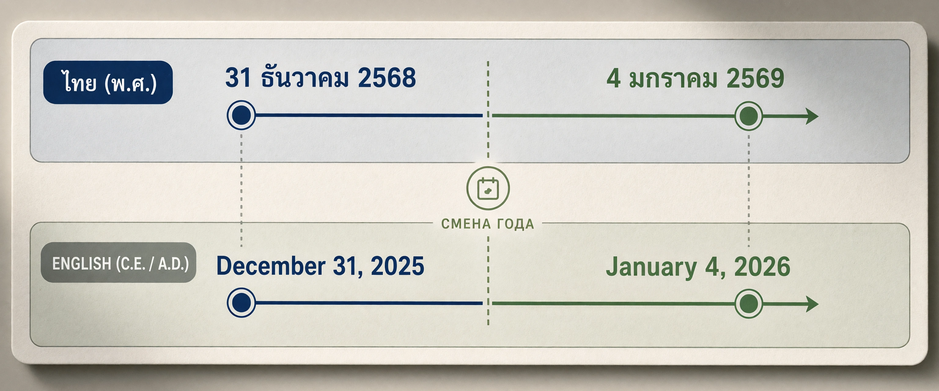 Период с 31 декабря 2025 года по 4 января 2026 года в двух системах