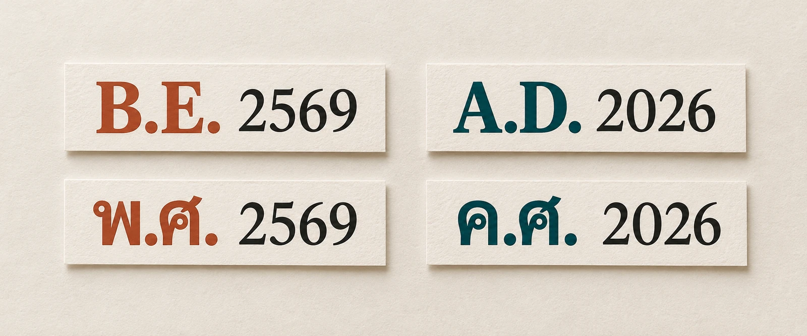 Обозначения B.E., พ.ศ., A.D. и ค.ศ. рядом с годами